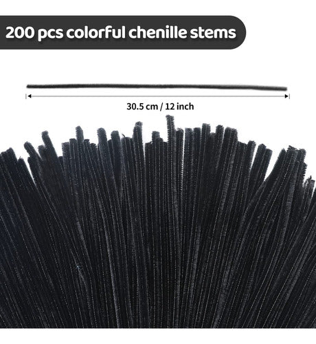 Eppingwin 200pcs Pipe Cleaners, Black Pipe Cleaners Craft Supplies, Chenille Stems for DIY Arts Crafts Project 1