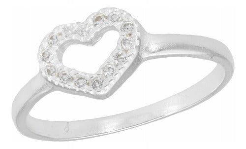 Joyería Piriz Silver Heart Ring with Zirconia 0