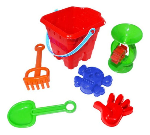 Yuyu Set of 18 Cm Bucket with Mill, 2 Molds, Shovel and Rake for Sand 0