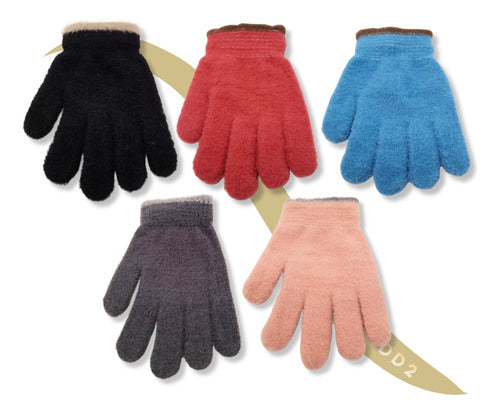 Warm Thermal Frizzed Gloves for Kids - Medium Size Winter Cozy 0