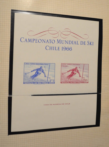 Chbl6 Chile Hoja Block Año 1966 Campeonato Mundial De Ski 1