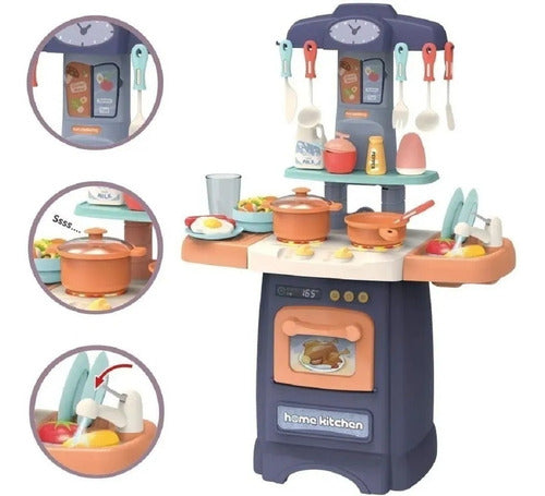 Kids' Play Kitchen with Sound, Light, Water Tap & 29 Accessories 0