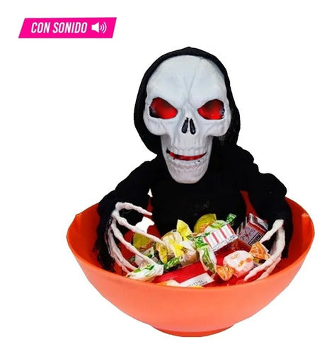 Stasio Caramelera Calavera Con Luz Y Sonido Para Halloween 1