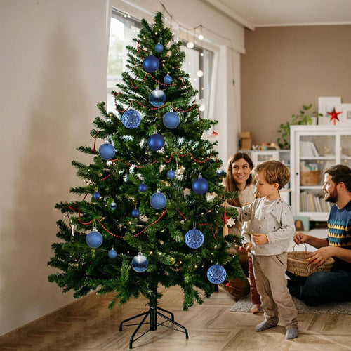 Set Adornos Navideños Colgantes Para Arbol Azules 100 Unidad 6