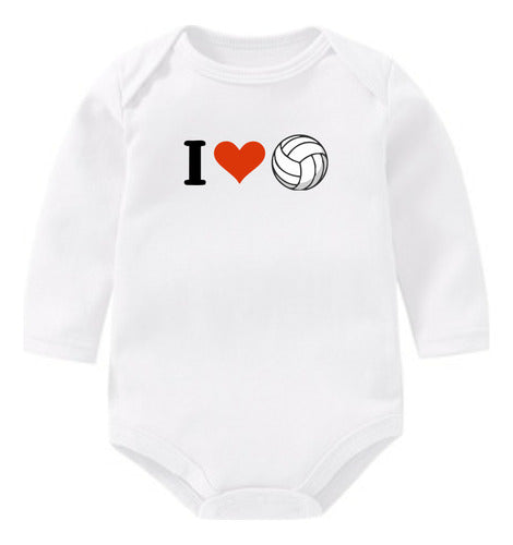 EXXE.GRAFICA Personalized Baby Bodysuit Long Sleeve I Love Volleyball 0