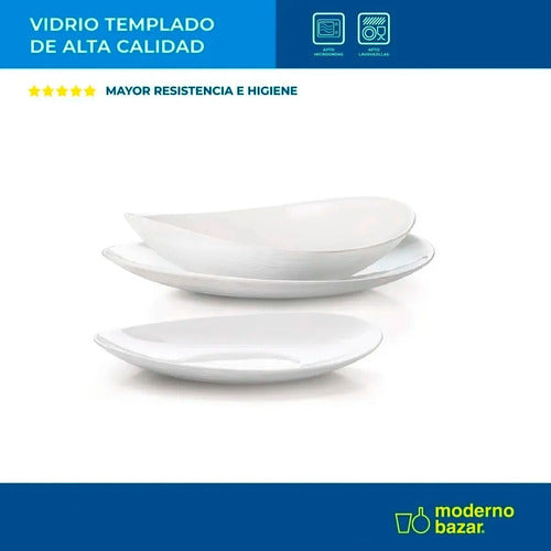 Moderno Bazar Set 18 Tempered Glass Plates - Shallow, Deep, and Dessert 1