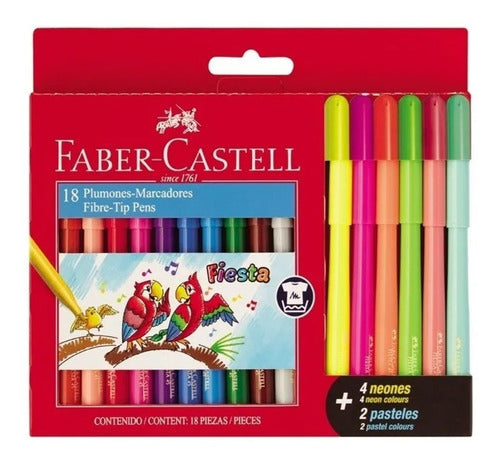 Faber-Castell Fiesta Markers X17 Includes 3 Neon 2 Pastel 0