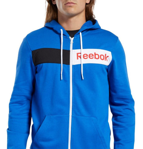 Reebok Men’s Linear Logo Hoodie in Humble Blue 3