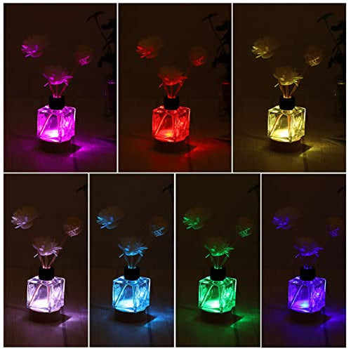 Meccanixity LED Wood Displays Base Ball Stand Holders 10x10x2cm Colorful Light Square USB Switch for Crystal Ball Stone 4