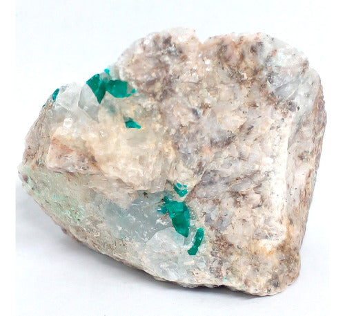 Dioptase and Calcite on Matrix - D27 - Stone 1