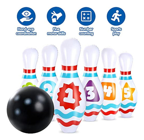 Juego De Bolos Inflable Gigante Para Niños Y 6