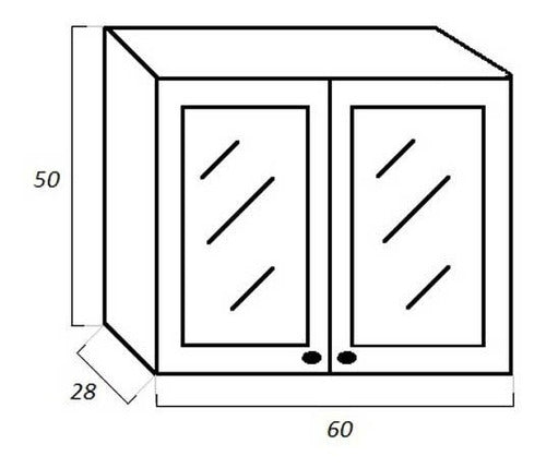 Bathroom Wall Cabinet M 60cm Glossy White Two Glass Doors 2