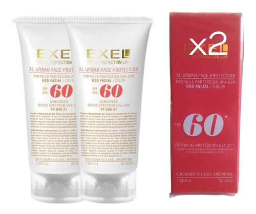 Exel UVB-UVA Facial Sunscreen Protector SPF 60 with Color 50ml x2 0