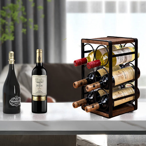 Soduku Rustic Wood Countertop Wine Rack 6 Bottles No Assembly Needed 5