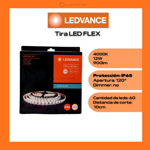 LEDVANCE 5M 12W/m 12V LED Strip Neutral Light IP65 6