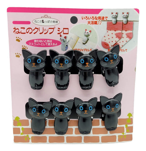 Set of 8 Plastic Cat-Shaped Clothes Pins 2