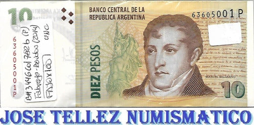 Fajo 100 Billetes $ 10 Serie P Año 2014 Sin Circular Palermo 0