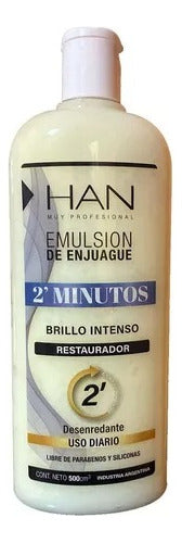 HAN Shampoo Neutro PH 7 + Enjuague Han 2 Minutos Brillo 500ml 2