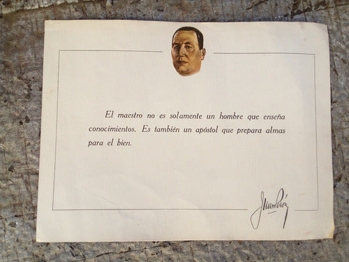 Antigua Lámina Juan Domingo Perón En Cartón De 33,3 X 24,9 0