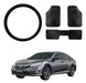 Iael Universal 3-Piece Auto Floor Mat Kit + 38 cm Eco-Leather Steering Wheel Cover for Civic 0