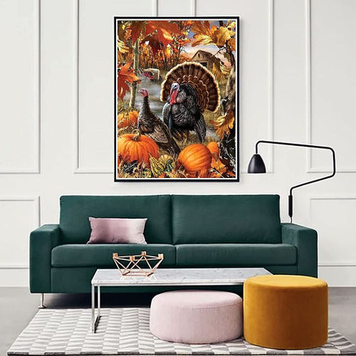 Zariocy 5D Diamond Painting Kit - DIY Roosters and Pumpkins 30x40cm 2