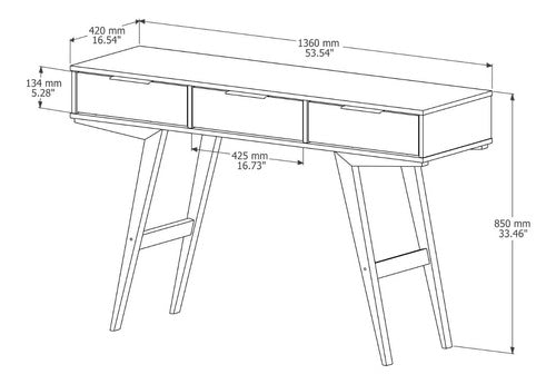 Punto Union Arrime Table - Sideboard with 3 Drawers - 136x085x042 - 4433 4