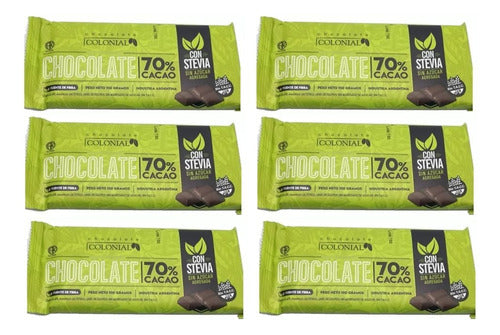 Chocolate Colonial Chocolate Barra 70% Cacao Stevia Sin Tacc 100g X6 0