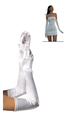 Evassina Elegant Long Gloves in Stretch Fabric for Parties 5