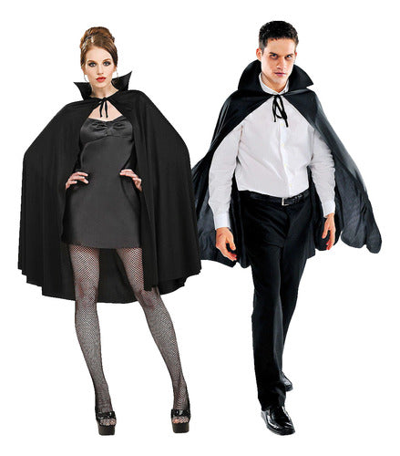 Party Store Short Premium Dracula Cape 80cm Black with Collar 0