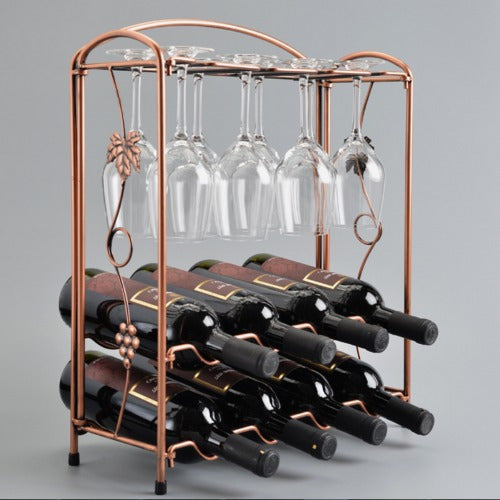 Organizador De Acero Para 8 Botellas Y 8 Copas De Vino 1