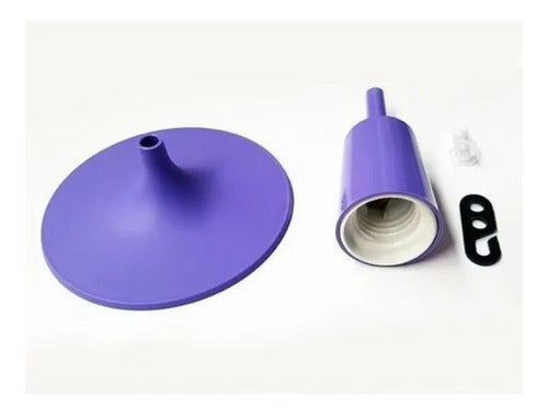 Plastic Lamp Holder + Violet Ceiling Rose + Cable Clamp Stg 0