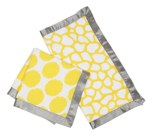 Bacati - Mantas De Seguridad Ikat Muselin 2 Pc (gris/amarill 0