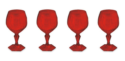 UZ Set of 4 Translucent Polystyrene Cups in Red or Clear 3