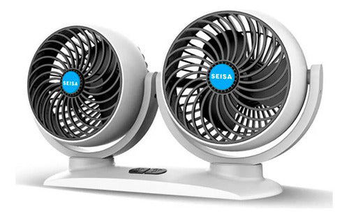 Seisa Ventilador Doble 6 Pulgadas 360° 3 Aspas Para 12v 24v 2 Usb 0