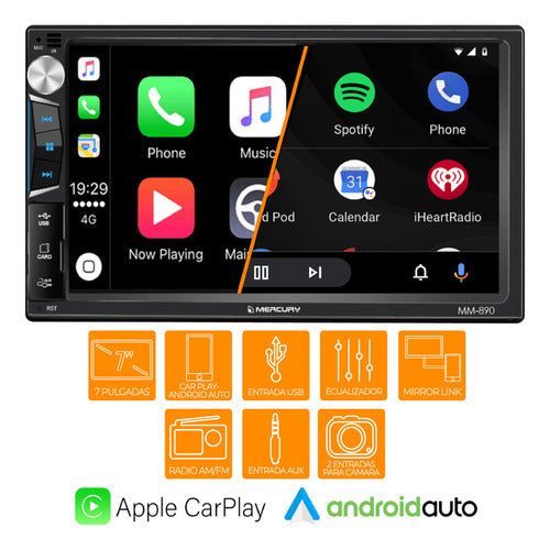 Mercury 7-Inch Touch Screen Bluetooth Stereo Android Mirror 0