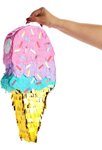 BLUE PANDA Ice Cream Cone Piñata for Decoration, 41.5 x 19.3 x 7.4 cm 3