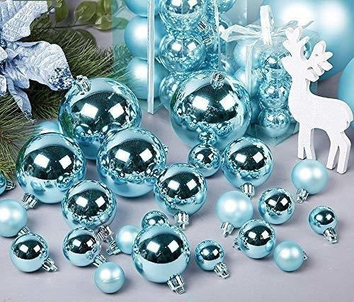 AMS 40ct Christmas Ball Plated Ornaments Tree Collection - Light Blue 4