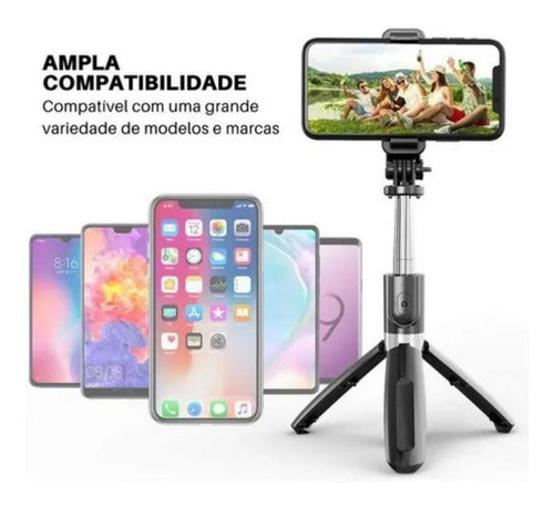 Bastão Selfie Pau De Selfie Tripé Gopro Bluetooth Gravação 4