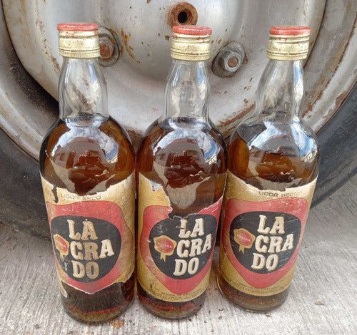 3 Antiguas Botellas S/abrir Licor Seco Lacrado Peters Decora 0