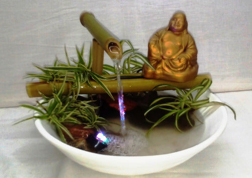 Buddha Resting Water Fountain with LED Light on Canes 4