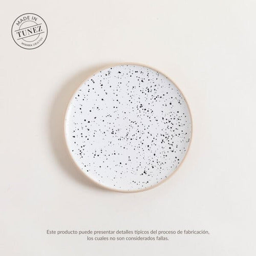 Vorük Home Set Juego Plato Postre X2 Ceramica 20 Cm Blanco Pintitas 1