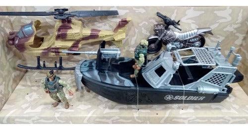 Ditoys Elite Force Boat + Helicopter + Motorcycle + 2 Soldiers 1