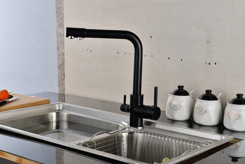 Clean 3-Way Straight Black Faucet for Under-Sink Purifier 1