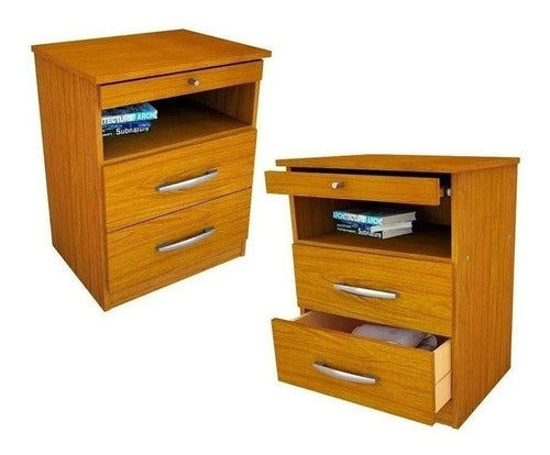 Set of 2 Bedside Tables with Breakfast Tray 2 Drawers 0
