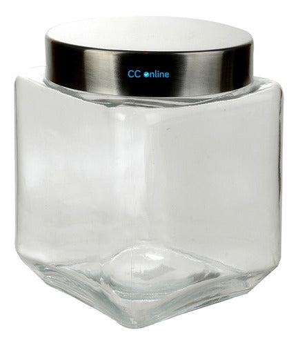 Axen Square Jar with Stainless Steel Lid 11x11x14.5 0