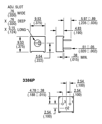 Preset Trimpot Cermet Vertical 3386C-504 Bourns 500k X3 1