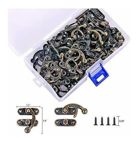 PGMJ 40 Pieces Jewelry Box Hardware Bronze Tone Antique Right Latch Hook Hasp Horn Lock 1