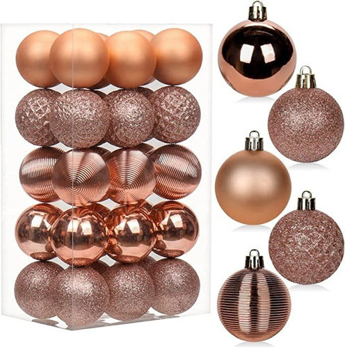 Christmas Kit Mixed Texture Balls 5cm Pack of 30 Rose Gold 0