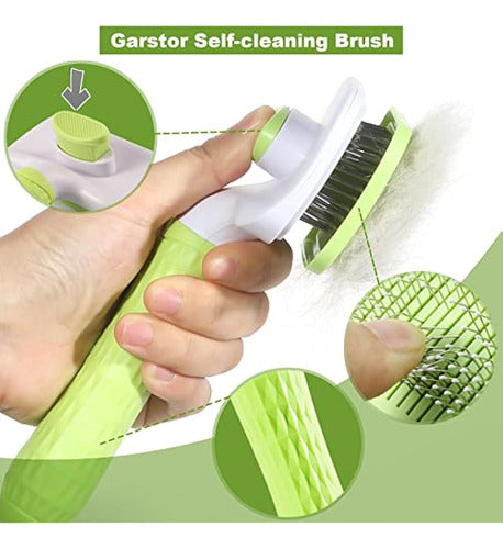 Garstor Pet Brush for Dogs and Cats, Self-Cleaning Dust Brush 1