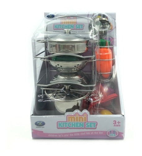 Metal Kitchen Set with Stand for Kids Toy 1